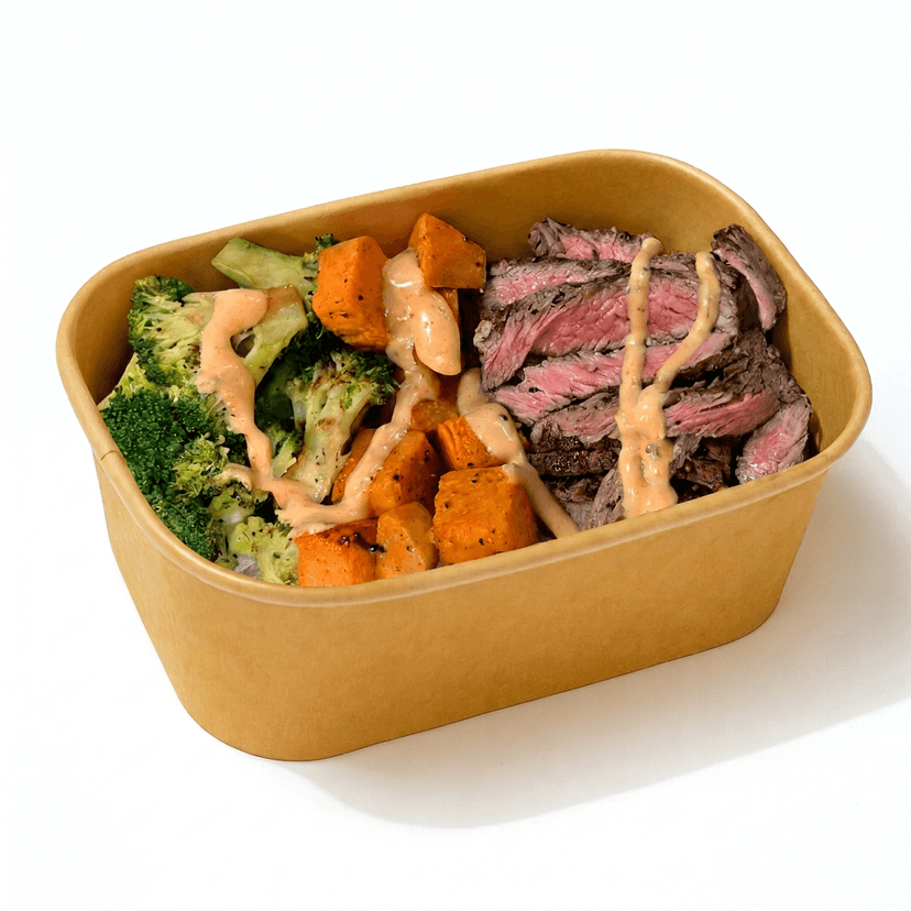 Grilled Tenderloin, Sweet Potatoes, and Broccoli