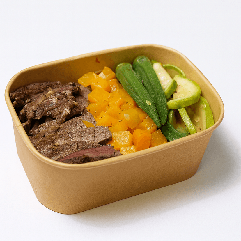 Grilled Tenderloin, Okra, Pumpkin, & Zucchini 