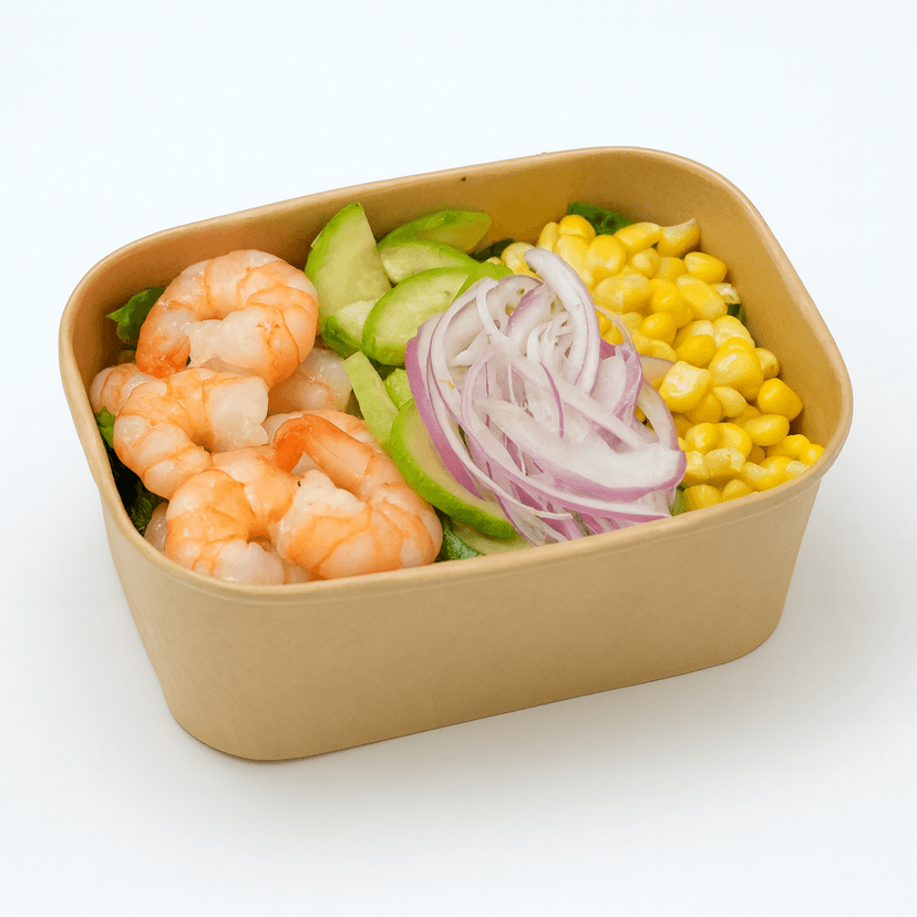 Prawn, Roasted Zucchini, Corn, & Red Onion