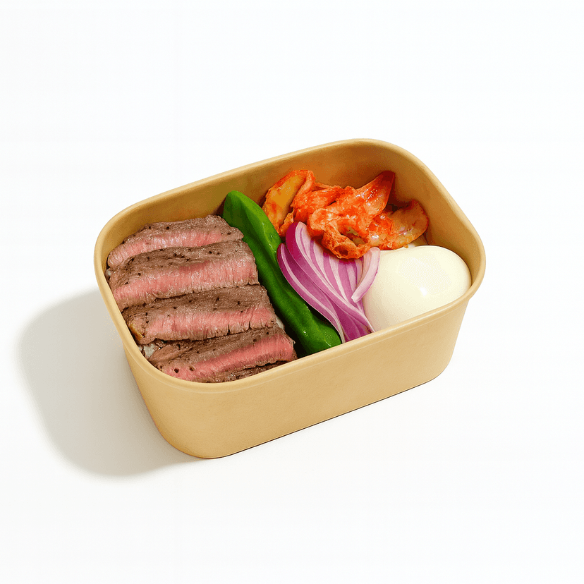 Grilled Tenderloin, Kimchi, Poached Egg, Okra & Red Onion